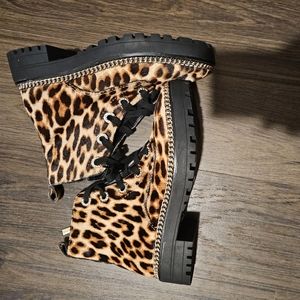 Animal print Gianni Bini combat style boots new without tags